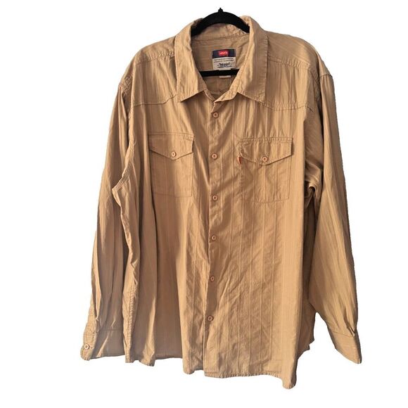 Levis 3xl 100% cotton tan mens casual button down shirt - Picture 1 of 4